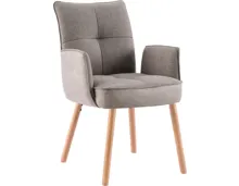 Armlehnstuhl Lukas Kunstlederoptik/Stoff grau, Gestell Eiche massiv