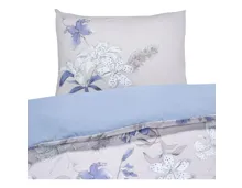 Bettwäsche Renforce Blümchen grau 160x210 65x100 Bettanzug Nord