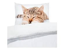 Bettwäsche Renforcé Katze weiss
