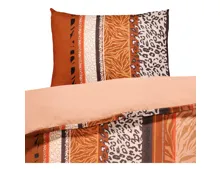 Bettwäsche Satin Grafik Animal orange 160x210 65x100 Bettanzug Nord