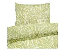 Bettwäsche Satin Palmenblätter grün 200x210 2x65x65 Bettanzug Fra