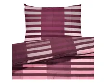 Bettwäsche Satin Streifenmuster aubergine 200x210 2x65x65 Bettanzug Fra
