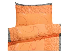 Bettwäsche Seersucker Leopardenmuster abstrakt orange-schwarz 200x210 2x65x65 Bettanzug Fra