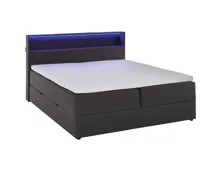 Boxspringbett Juno Stoff anthrazit 160 x 200 cm, mit Bettkasten