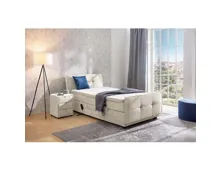 Boxspringbett Paloma Stoff 120 x 200 cm, mit verstellbarer Liegeposition per Fernbedienung braun/beige