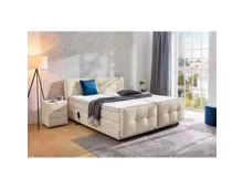 Boxspringbett Paloma Stoff 180 x 200 cm, mit verstellbarer Liegeposition per Fernbedienung braun/beige