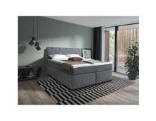 Boxspringbett Samira Stoff grau 140 x 200
