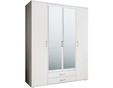 Drehtürenschrank Karl Melamin weiss 160 x 197 x 54 cm, mit Spiegel