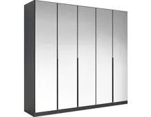 Drehtürenschrank Skyla, 226 x 210 x 54 cm, mit Spiegelfront anthrazit