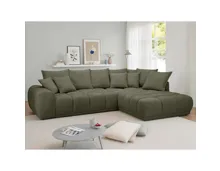 Ecksofa Bella Recamiere Chenillestoff green, Recamiere rechts