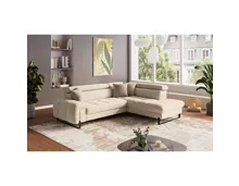 Ecksofa Esperanza Stoff beige, Ottomane rechts