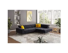 Ecksofa Jamba Stoff schwarz, Ottomane rechts