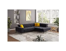 Ecksofa Jamba Stoff schwarz, Ottomane rechts