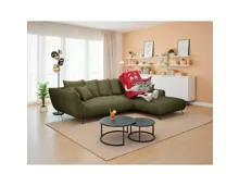 Ecksofa Joya Boucléstoff grün Recamiere rechts