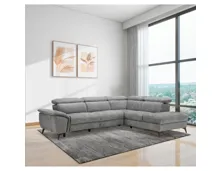 Ecksofa Kiani, Stoff grau, Ottomane rechts
