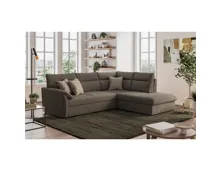Ecksofa Primo Stoff braun, Ottomane rechts