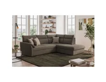 Ecksofa Primo Stoff braun, Ottomane rechts mit Funktion