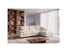 Ecksofa Raphael Stoff beige elektrische Relaxfunktion Ottomane rechts