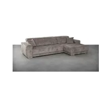 Ecksofa Rimini Stoff Grau mit Ottomane rechts