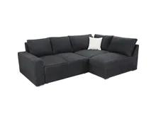 Ecksofa Sydney Velour schwarz, 260 x 181 cm