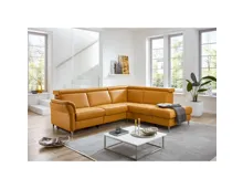 Ecksofa Trier Leder Torro curry, Anstellhocker rechts