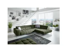 Ecksofa Viola Stoff moos, mit Funktionen, Ottomane rechts