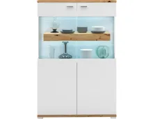 Highboard Corso Melamin weiss Artisan 90 x 135 x 37 cm, inkl. LED