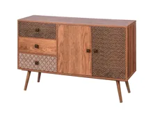 Kommode Arlo braun mit Muster 120 x 75 x 29 cm