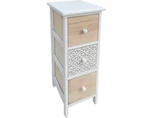 Kommode Tina, MDF/Holz Paulownia natur weiss 26 x 62 x 32 cm