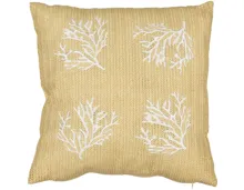 Outdoor-Zierkissen Bast mit Stickereien beige 45 x 45 cm