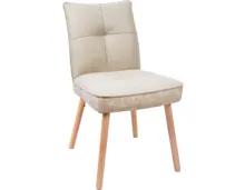 Polsterstuhl Lukas Kunstlederoptik/Stoff beige, Gestell Eiche massiv