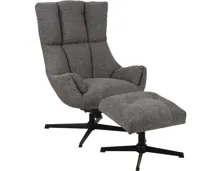 Relaxsessel Pali mit Hocker Stoff grau