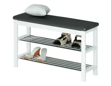 Schuhregal Diana Kiefer massiv weiss Kunstleder schwarz 81 x 49 x 31 cm