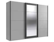 Schwebetürenschrank Minden Dekor grau/graphit 270 x 210 x 64 cm, mit Spiegel
