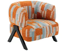 Sessel Vali Stoff orange / blau gemustert