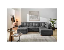 Wohnlandschaft Leon Stoff Cord grau