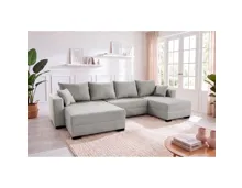 Wohnlandschaft Selma Chenillestoff grau