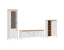 Wohnwand Bedford MDF weiss matt / Artisan Eiche 3-teilig 310 x 191 x 40 cm
