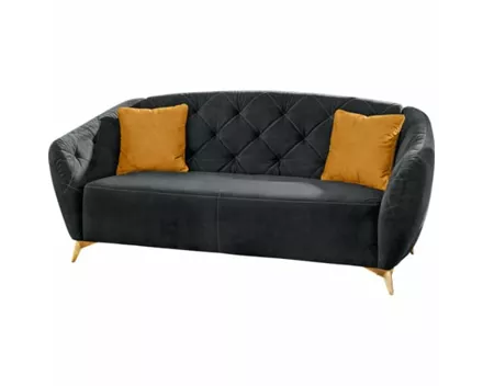 2.5er Sofa York Stoff schwarz / gold