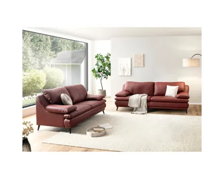 2er-Sofa Ferrara Leder Mix rot