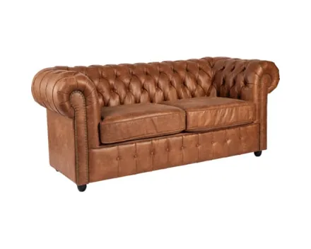 3er-Sofa Chesterfield Leder braun