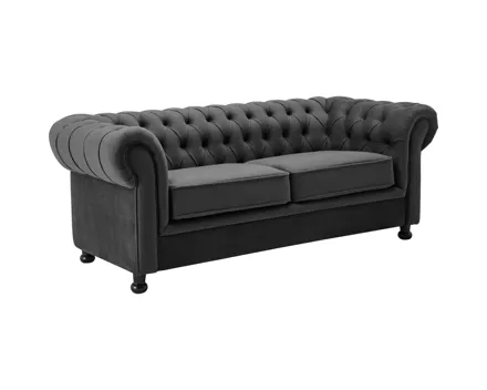 3er-Sofa Chesterfield, Samtvelours anthrazit