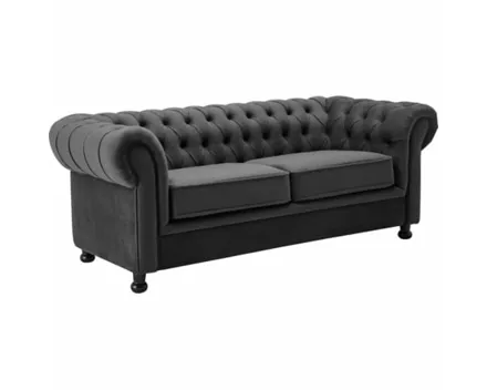 3er-Sofa Chesterfield, Samtvelours anthrazit