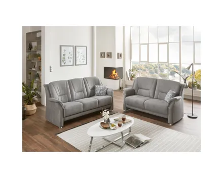 3er-Sofa Mainz Stoff grau, Federkern-Polsterung