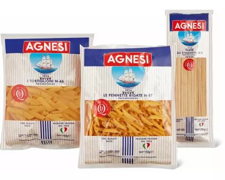 Agnesi-Pennette Rigate, -Spaghetti oder -Tortiglioni