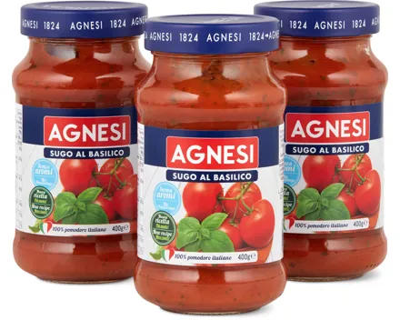 Agnesi Tomatensauce mit Basilikum, 3er-Pack