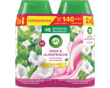 Air Wick Pure Automatischer Duftspray Freshmatic Max Nachfüller Seide & Lilienfrische 2 x 250 ml