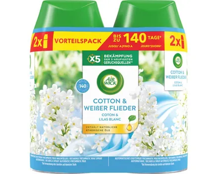 Air Wick Pure Automatisches Duftspray Freshmatic Max Nachfüller Cotton & Weisser Flieder 2 x 250 ml