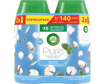 Air Wick Pure Automatisches Duftspray Freshmatic Max Nachfüller Frische Wäsche Baumwolle 2 x 250 ml