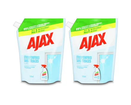 Ajax Glasreiniger streifenfrei, Nachfüllung, 2 x 500 ml, Duo